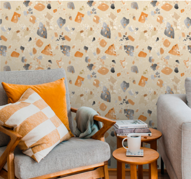 Geometrische steenpatronen behang print - TenStickers