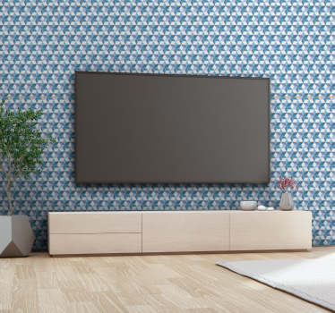 Blauwe vormen arrangement geometrisch behang - TenStickers