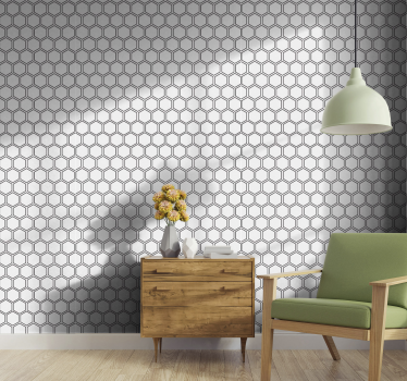 Geometrische zeshoeken patroon behang - TenStickers