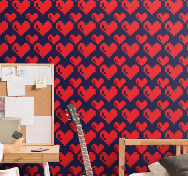 Gepixelde harten stippen behang - TenStickers