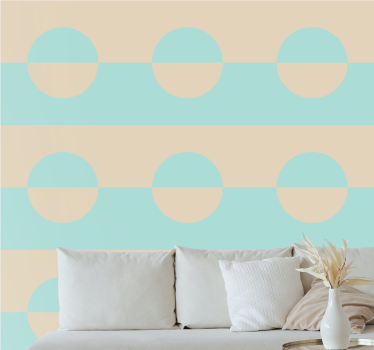 Gestreept cirkelpatroon geometrisch behang - TenStickers