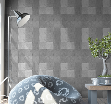 Gestructureerd vierkant patroon betonlook behang - TenStickers