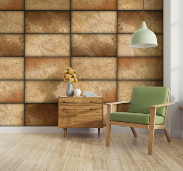 Aarden tegelrooster betonlook behang - TenStickers
