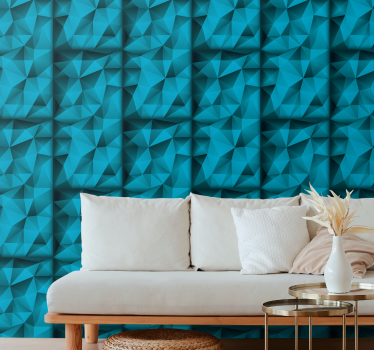 Getextureerd blauw patroon behang driehoeken - TenStickers