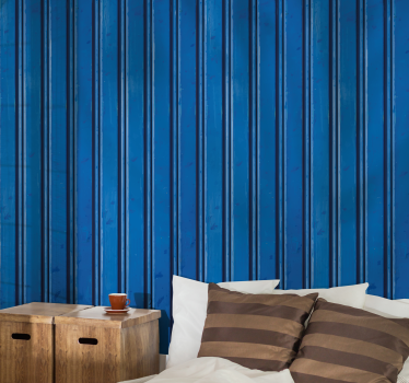 Getextureerde blauwe strepen behang stenen - TenStickers