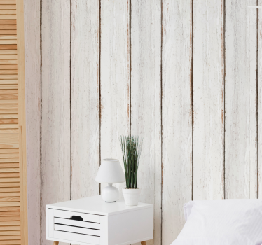 Getextureerde witte panelen hout behang - TenStickers