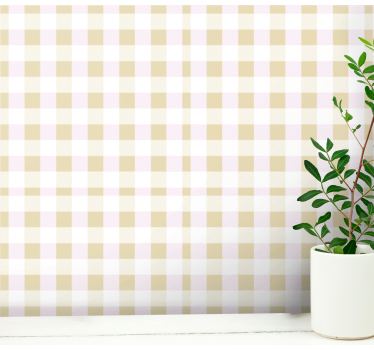 Gingham-cheque behang vierkant - TenStickers