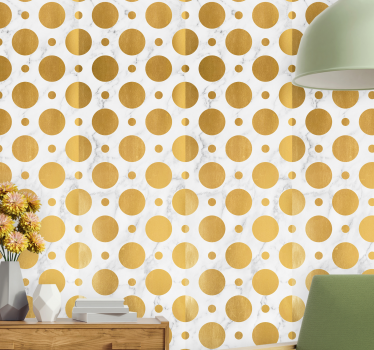 Gouden cirkelpatroon stippen behang - TenStickers