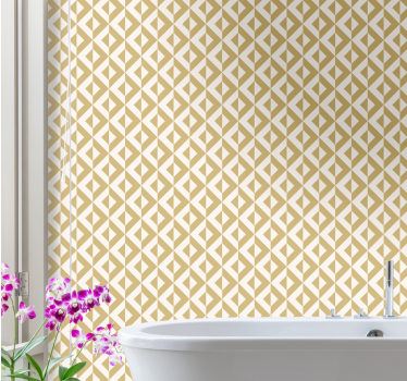 Gouden en witte driehoekenmotief geometrisch behang - TenStickers