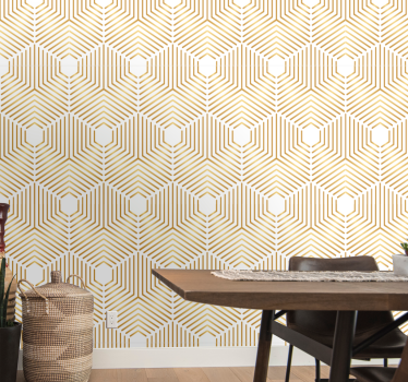 Gouden zeshoekpatroon geometrisch behang - TenStickers