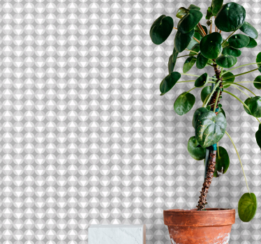 Grijs cirkelvormig patroon geometrisch behang - TenStickers