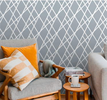 Grijze diagonale lijnen geometrisch behang - TenStickers