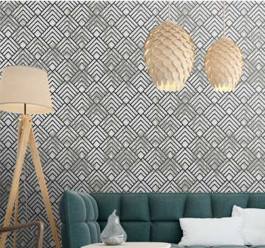 Grijze lineaire patronen geometrisch behang - TenStickers