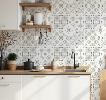 Grijze mozaïektegels keuken behang - TenStickers