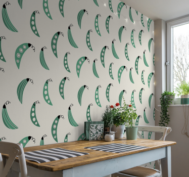 Groene erwten patronen keuken behang - TenStickers