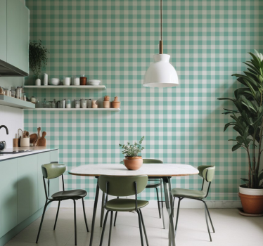 Groene tartan keuken behang - TenStickers