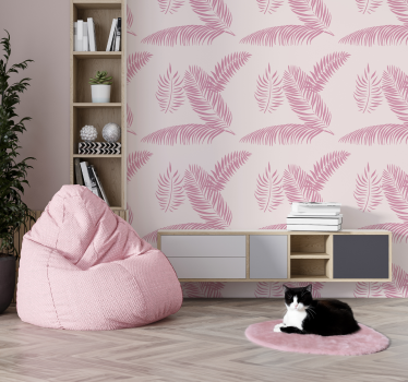 Grote palmbladeren behang roze - TenStickers