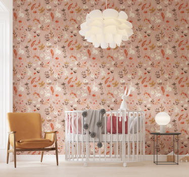 Herfst ontwerp behang roze - TenStickers