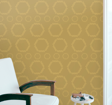 Hexagonaal omtrekpatroon geometrisch behang - TenStickers