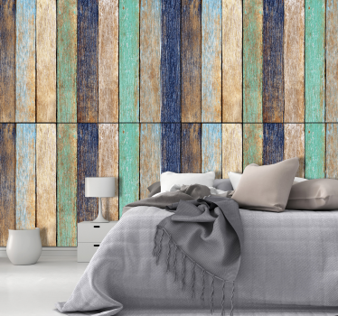 Hout behang geel bruin houtplanken - TenStickers