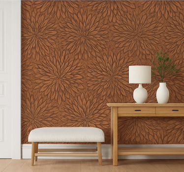 Hout behang moderne koraal bloemexplosie - TenStickers