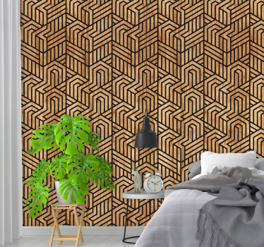 Houten geometrie patroon behang - TenStickers