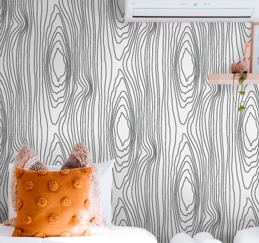 Lineaire boomringen hout behang - TenStickers