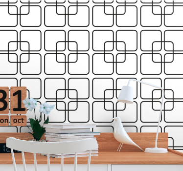 In elkaar grijpende vierkanten geometrisch behang - TenStickers