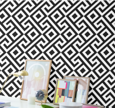 Ingewikkeld zwart-wit ontwerp geometrisch behang - TenStickers