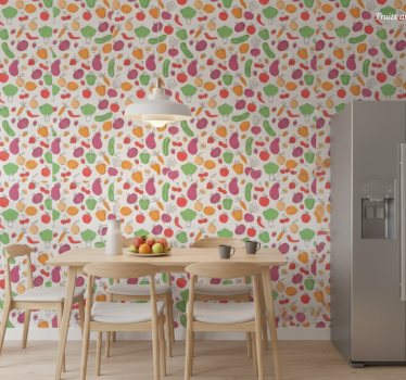 Keuken behang fruit en groenten - TenStickers