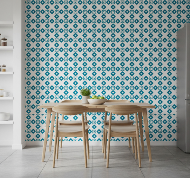Keuken behang geometrisch blauw patroon - TenStickers