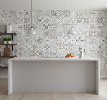 Keuken behang grijs mozaïek - TenStickers