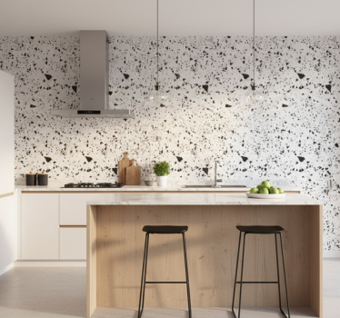 Keuken behang grijs wit en zwart terrazzo - TenStickers