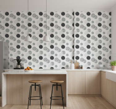 Keuken behang grijze cirkels patroon - TenStickers