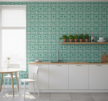 Keuken behang groene bloemen tegels - TenStickers
