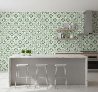 Keuken behang groene bloemenmozaïek - TenStickers