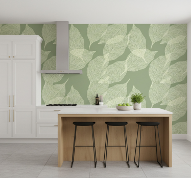 Keuken behang groot bladpatroon - TenStickers