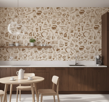Keuken behang koffiepatroon - TenStickers