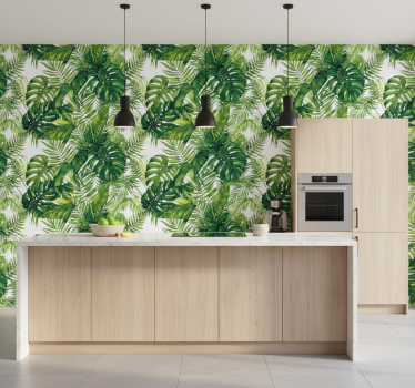 Keuken behang regenwoud groene bladeren - TenStickers