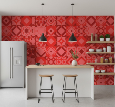 Keuken behang rode tegels - TenStickers