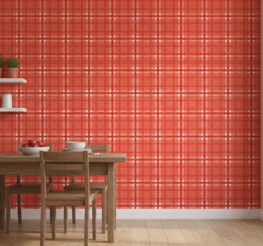 Keuken behang rood geruit patroon - TenStickers