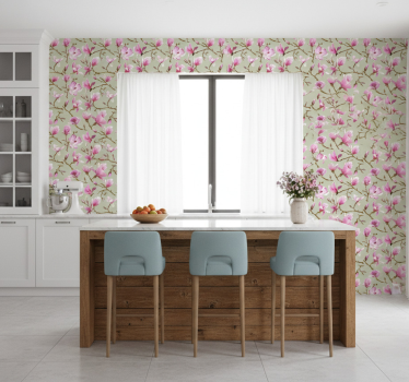 Keuken behang roze magnolia bloei - TenStickers