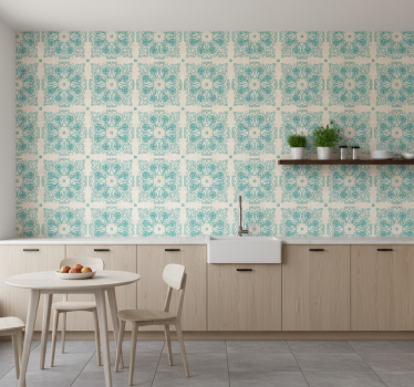 Keuken behang turquoise tegels - TenStickers