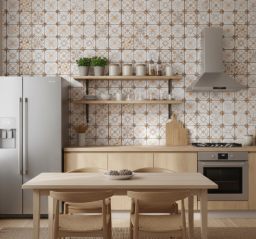 Keuken behang vinyl tapijt bruine vierkanten - TenStickers