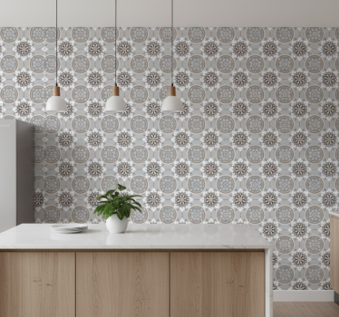 Keuken behang vloertegel met bloemenprint - TenStickers