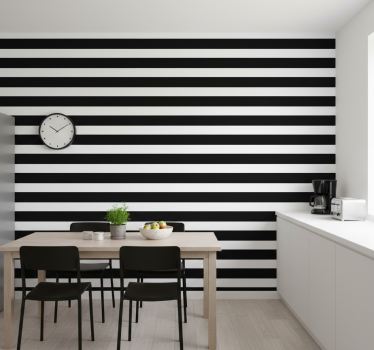 Keuken behang zwart-witte strepen - TenStickers