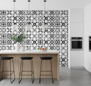 Keuken behang zwart-witte tegels - TenStickers