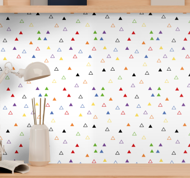Kleurrijk driehoekig motief geometrisch behang - TenStickers