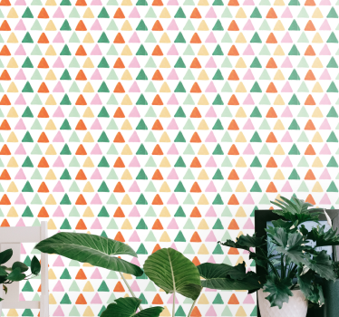Kleurrijk driehoekig patroon geometrisch behang - TenStickers