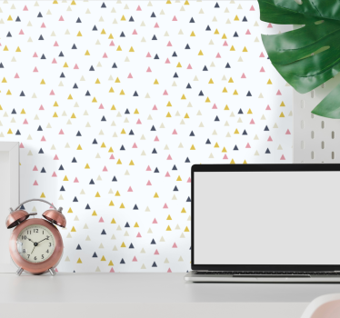 Kleurrijk minimalistisch wit design behang driehoeken - TenStickers